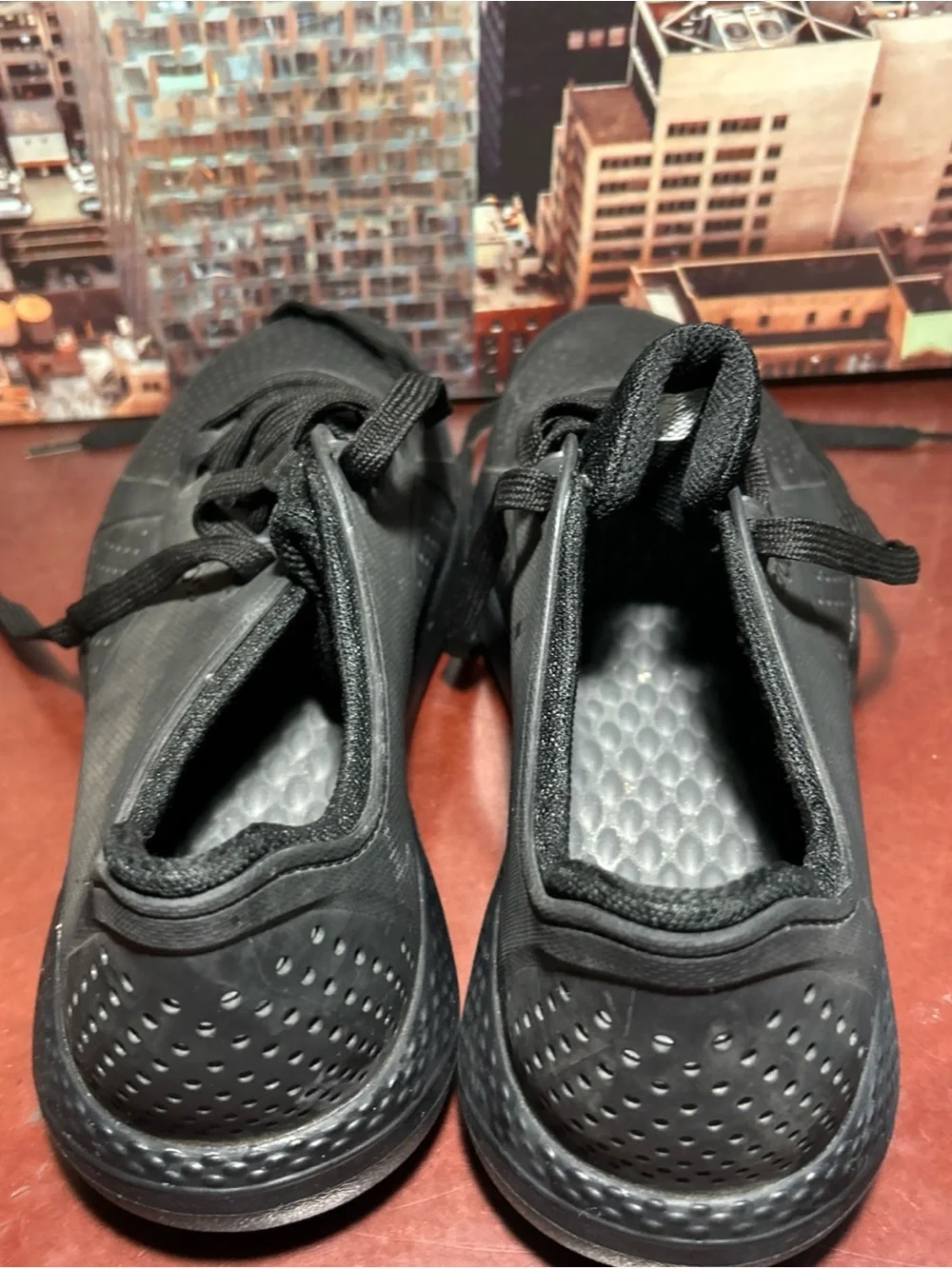 CROCS Men’s Black Perforated Lace-Up Sneakers